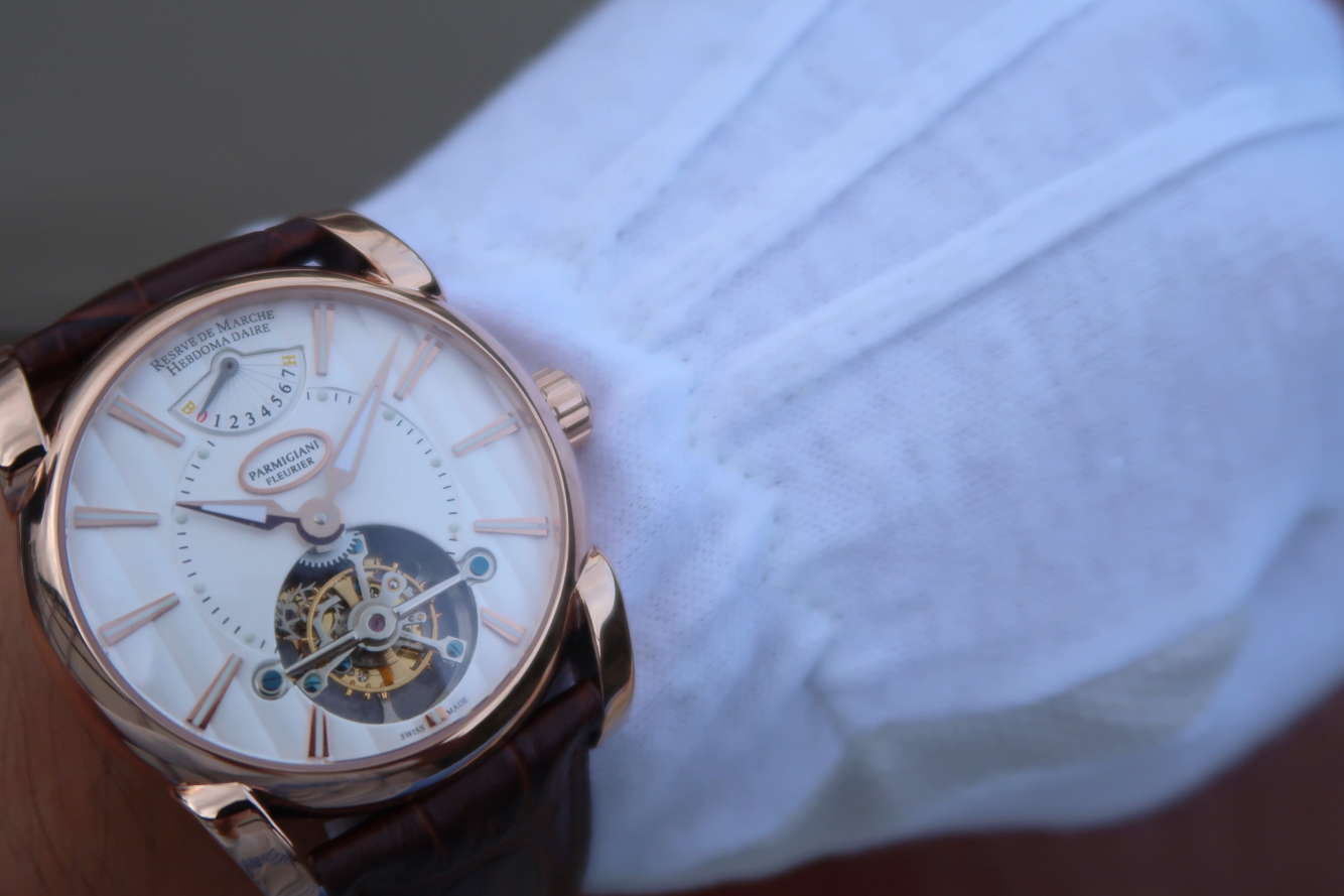 BM帕瑪強尼Tonda繫列PFH251腕錶，海鷗真陀飛輪。AISI316L精鋼錶殼鍍金男士手錶￥3880
