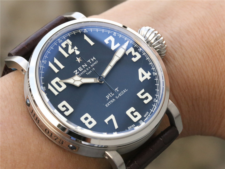XF真力時飛行員c738藍面。進口9015機械機芯立體錶盤 藍寶石玻璃 超軟鱷魚紋錶帶 自動機械男錶￥3480