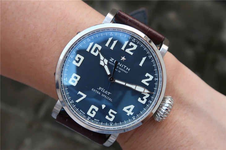 XF真力時飛行員c738藍面。進口9015機械機芯立體錶盤 藍寶石玻璃 超軟鱷魚紋錶帶 自動機械男錶￥3480