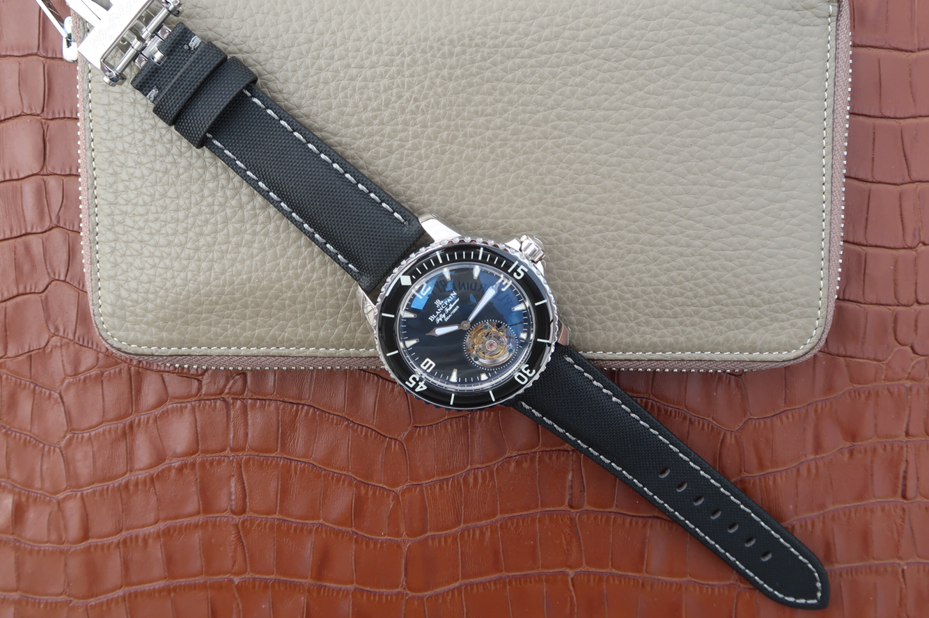 ZF寶珀五十噚 陀飛輪版 男士腕錶 全自動陀飛輪 雙層藍寶石拱形鏡面，尼龍錶帶男士手錶￥5480
