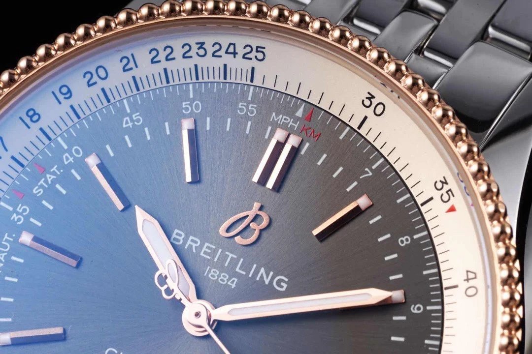 TF廠百年靈航空計時41mm鋼帶男士計時機械腕錶 玫瑰金黑面