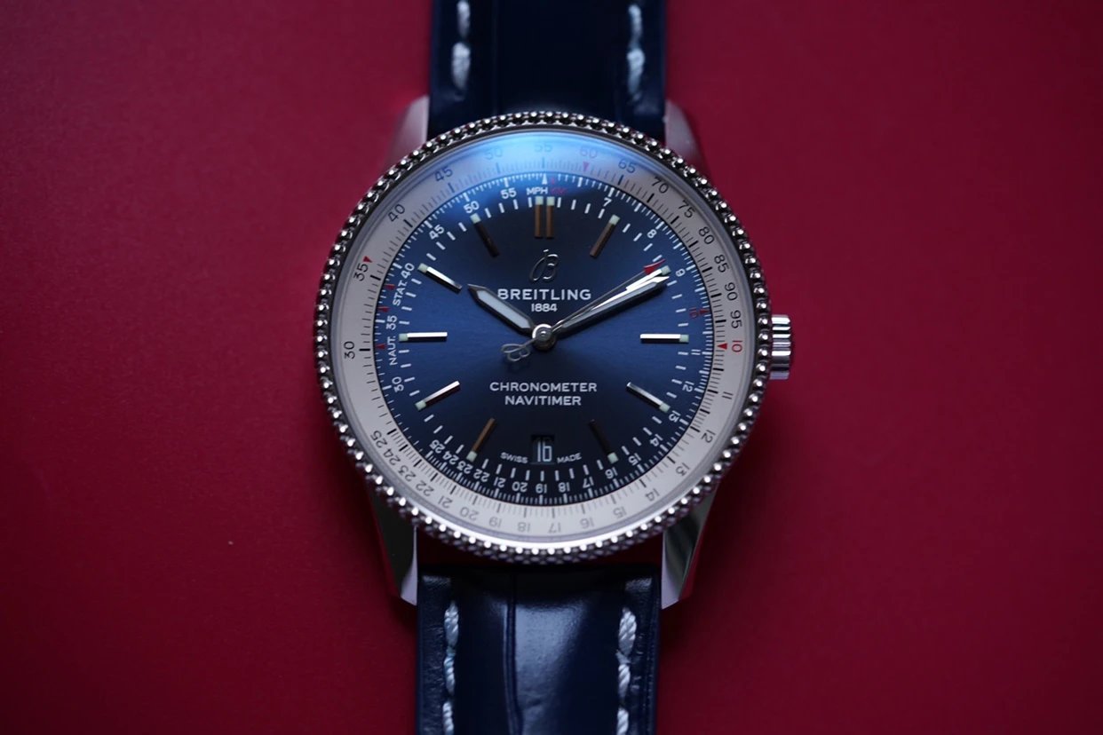 V7廠百年靈航空計時1繫列41mm男士皮帶機械手錶